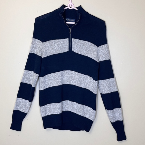 Brooks Brothers Other - Brooks Brothers 100% Wool Zip Pullover Sweater - Men's Size M - Blue Tan